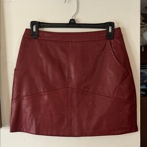 Lulu's Faux Leather Mini Skirt in Burgundy